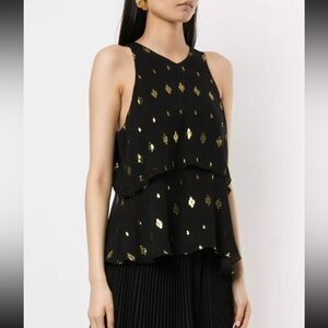 A.L.C. Duran Diamond Fil Coupé Tiered Metallic Tank Top Sz 0